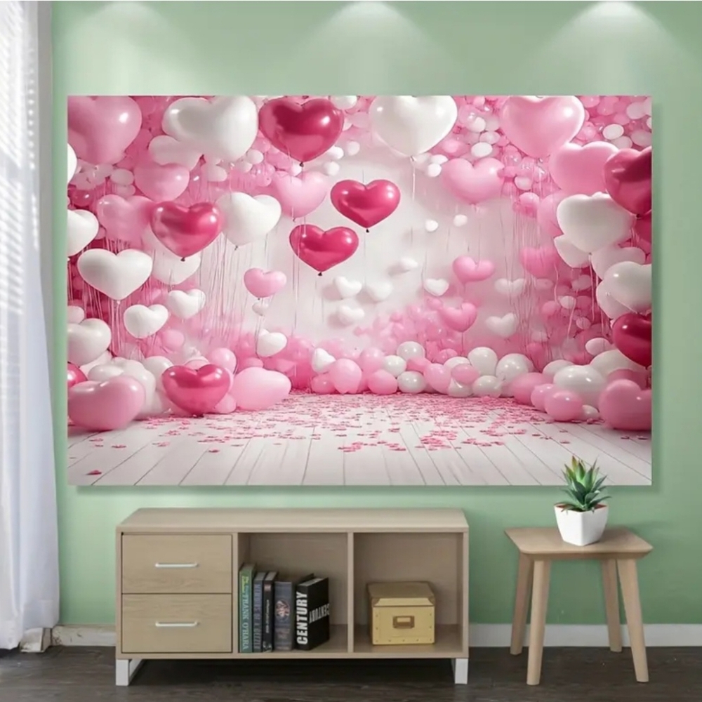 New Red & Pink  Balloon Love Heart Backdrop/Tapestry V7